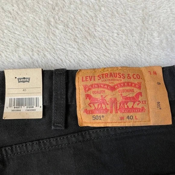 Levi's 501 90s Y2K Black Denim Shorts Men 40 Grunge Original Fit Button Fly NWT - Picture 5 of 12